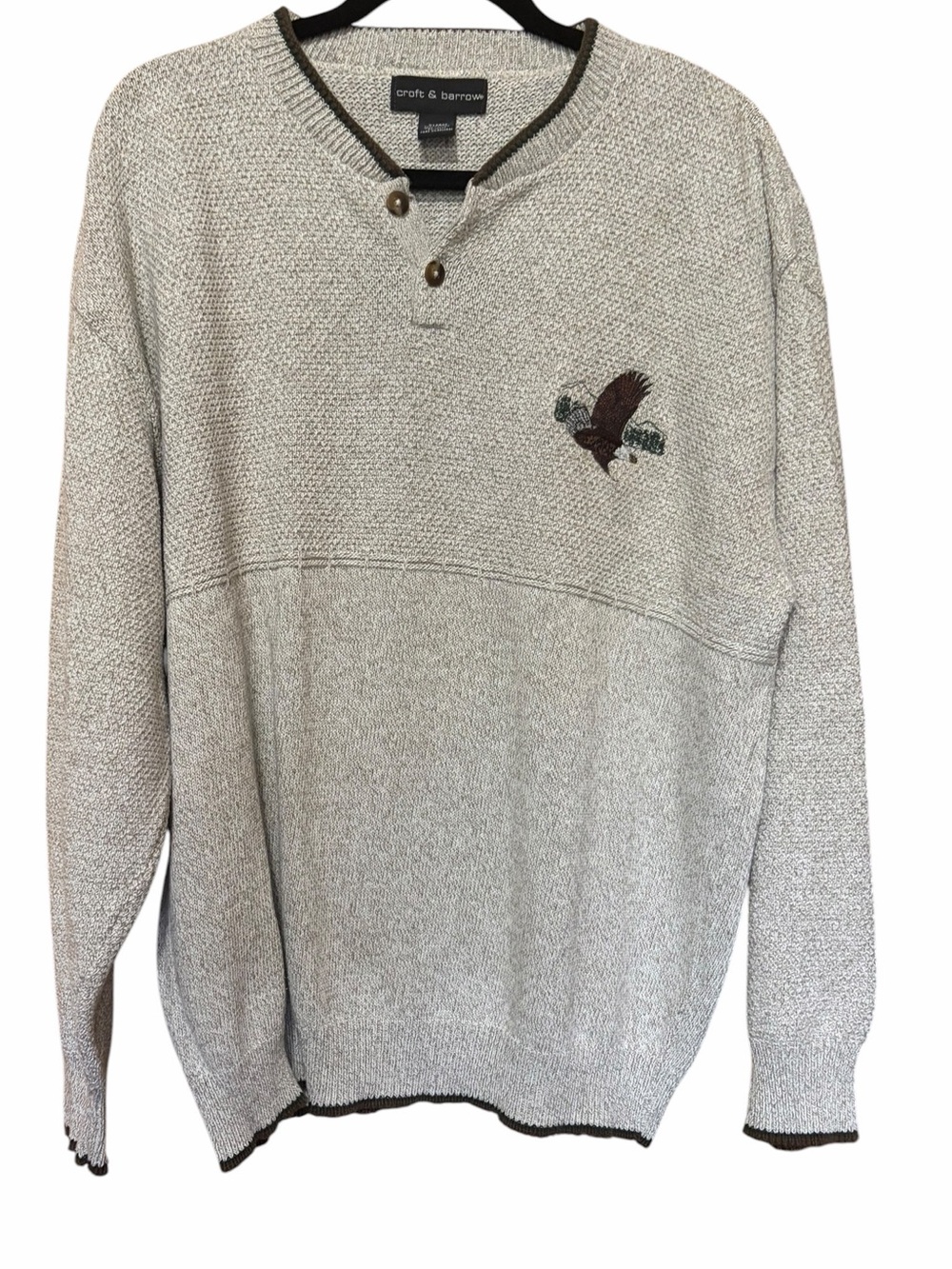 Vintage Croft & Barrow Eagle Embroidered Grandpa Sweater
